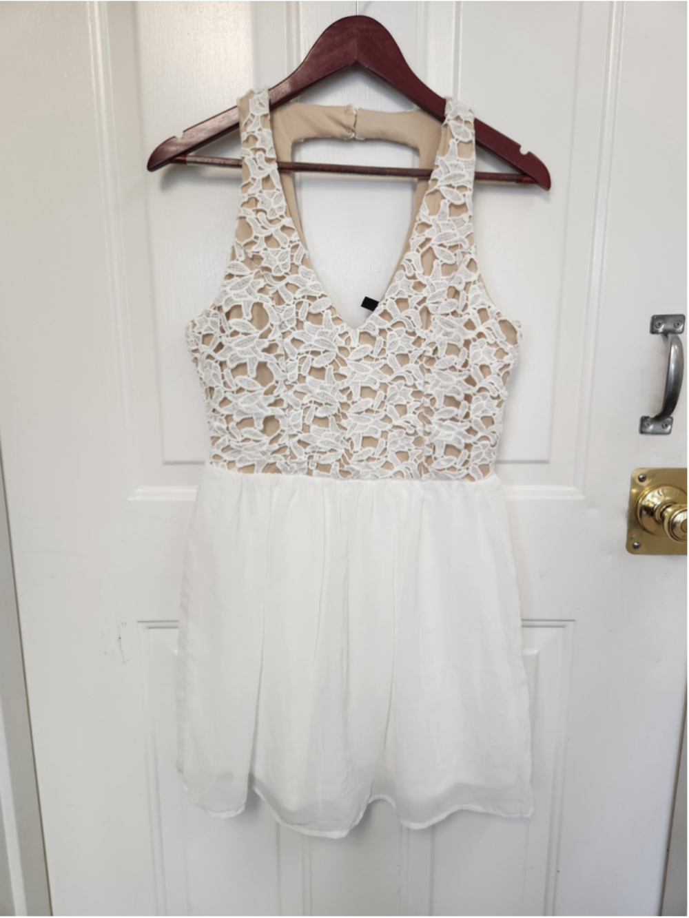 Trixxi Mini Dress White Beige Lace Overlay